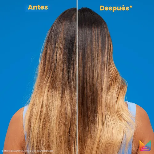 Vista 3 de Matrix Acondicionador Brass Off Blue – Tonifica y elimina los matices de naranja cobrizo, acondicionador pigmentado para cabello teñido y morenas