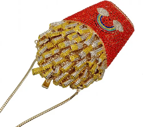 Vista 3 de DEBIMY Papas fritas con diamantes de imitación para mujer bolso de cristal brillante bolso de noche para boda fiesta