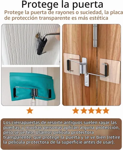 Vista 5 de Cierrapuertas automático de resorte, cierrapuertas para el hogar, puerta mosquitera, hogar, sin necesidad de quitar las bisagras de puerta