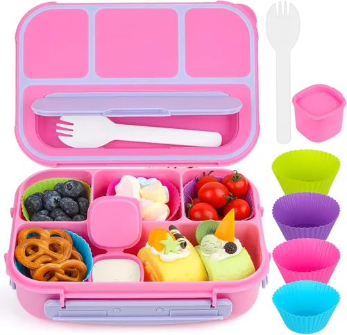 Vista 10 de MaMix Lonchera Bento para adultos, lonchera para niños, contenedores de almuerzo para adultos, niños, estudiantes, 44.0 fl oz, 4 compartimentos Azul