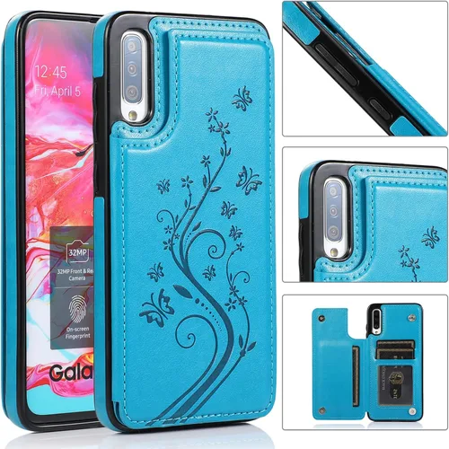 Vista 2 de Funda de teléfono para Samsung Galaxy A70 A70S con protector de pantalla de vidrio templado y tarjetero con soporte para tarjetero, soporte