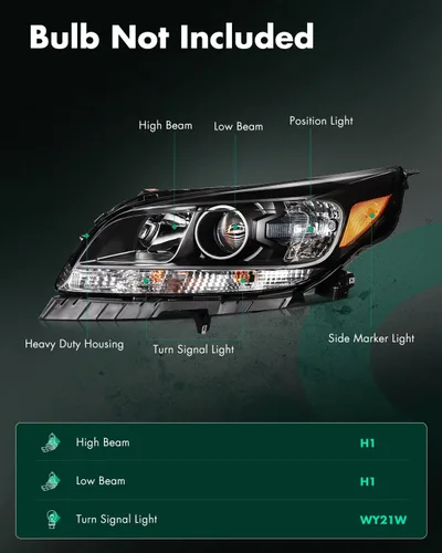 Vista 2 de SCITOO - Faros delanteros para Chevy Malibu 2013-2015, carcasa negra, reflector ámbar, lente transparente, lado del conductor y del acompañante