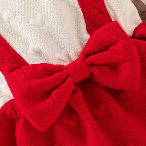 Vista 4 de Camisetas de invierno de manga abombada para niñas pequeñas con lazo y tirantes de dibujos animados 3 6 meses para niñas de verano rojo 2-3 años