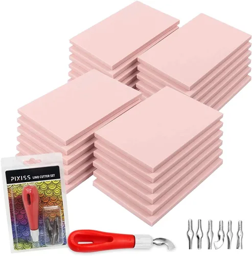 Vista 11 de Kit de fabricación de sellos de bloque de goma con herramientas de corte, 1 sello de goma para tallar, impresión y más