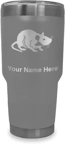 Vista 39 de LaserGram Vaso aislado al vacío de 20 onzas, rata, grabado personalizado incluido (negro)