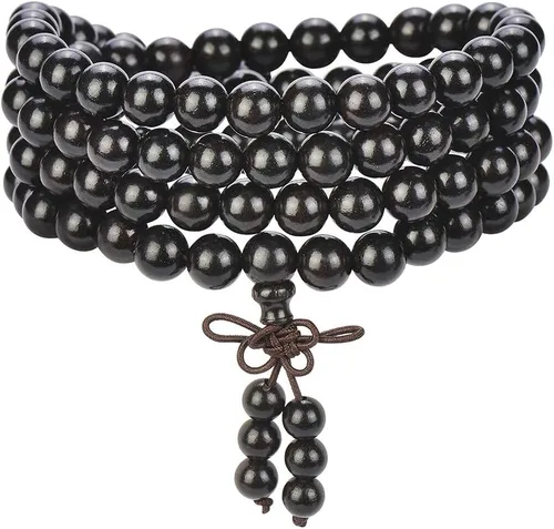 Vista 12 de Mala Beads Pulsera 108 0.315 in Meditación Sándalo Elástico..