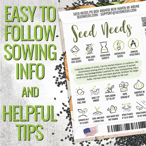Vista 4 de Seed Needs Semillas de cebolla para plantar cebollas amarillas dulces españolas de día largo – Semillas de verduras sin OMG y sin tratar