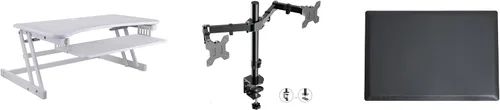 Vista 22 de Rocelco - Convertidor de escritorio para trabajar de pie con altura ajustable de 32 pulgadas - Bandeja retráctil deslizable - Elevador de monitor