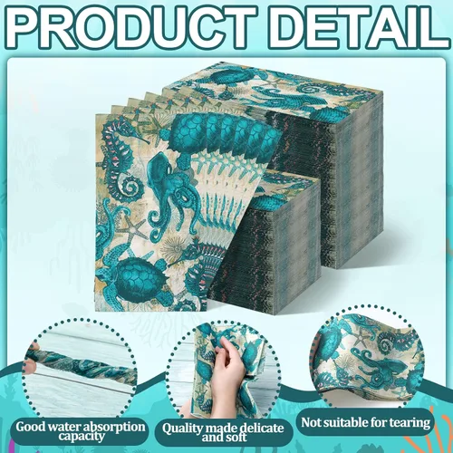 Vista 4 de Sinmoe 200 servilletas desechables para invitados, toallas de mano de playa de verano para baño, servilletas de papel desechables de 2 capas