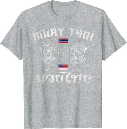 Vista 51 de Camiseta de equipo de entrenamiento de boxeo Muay Thai con bandera estadounidense de Tailandia, Negro, S