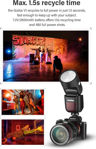 Vista 2 de Flash de cámara Godox V1 V1C con kit de accesorios AK-R1 para Canon