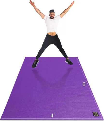 Vista 15 de GXMMAT Alfombrilla de ejercicio grande de 6 x 4 pies/6 x 5 pies/6 x 6 pies (0.276 in), alfombrillas gruesas para suelo de gimnasio en casa, tapete
