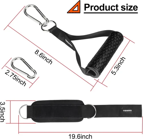 Vista 4 de Ankle Straps for Cable Machines and Exercise Handles — Replacement Fitness Equipment for Strength Trainer. Gym Attachments for Leg Extensions, Heavy