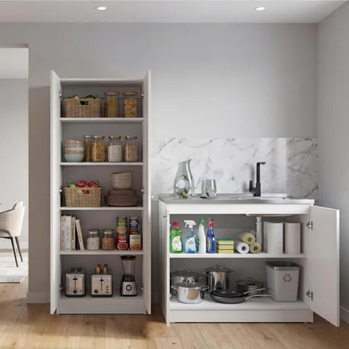 Vista 4 de Tuhome Furniture Belmont - Juego de cocina (2 piezas), color blanco
