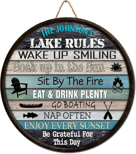 Vista 10 de V VIBEPY Letreros personalizados de Lake House, Life Is Better When Spent With Family and Friends de 8, 12, 14, 18 pulgadas, letreros impresos