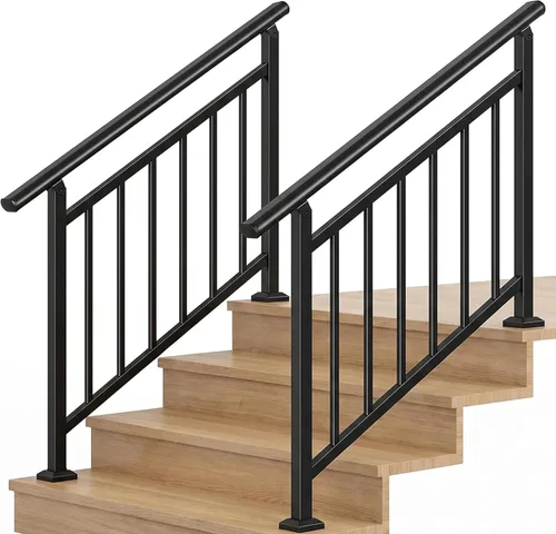 Vista 40 de Metty - Barandillas metálicas de 3 escalones para escalones al aire libre Blanco