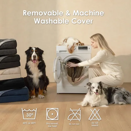 Vista 6 de EHEYCIGA Cama ortopédica para perros medianos, sofá cama de espuma viscoelástica con lados, forro impermeable y funda extraíble lavable, sofá