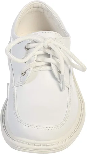Vista 3 de Lito Children's Wear Zapatos de vestir para niños, con cordones, para boda, graduación, formal, mate, Blanco