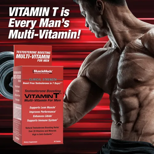 Vista 5 de MuscleMeds Multivitamínico completo diario de vitamina T para hombres mejora la testosterona muscular, el rendimiento sexual, 20 vitaminas