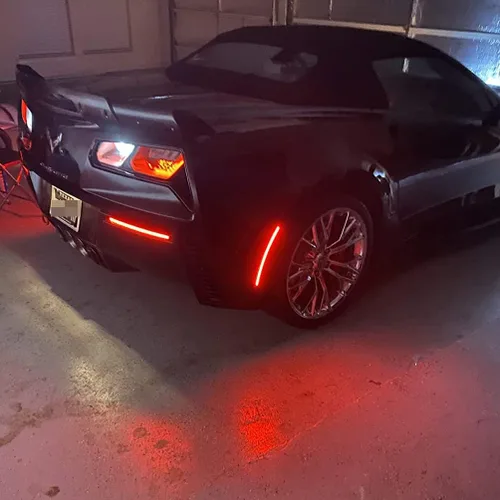 Vista 6 de Corvette C7 Luces Reflectoras LED de Parachoques para Chevy Corvette C7 2014-2019 Lámparas de Señal de Giro Traseras LED Rojas Lámparas de Freno