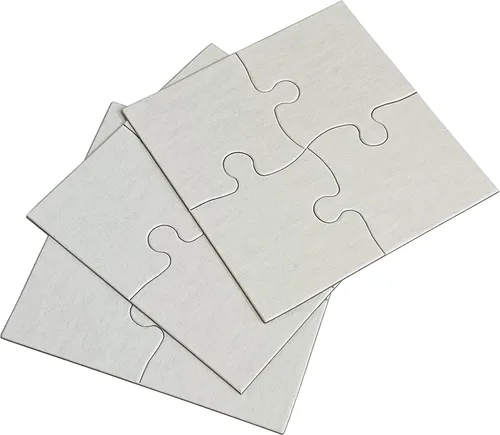 Vista 2 de Inovart Lil' Ones - Rompecabezas de 4 piezas en blanco, 12 rompecabezas por paquete, 4 x 4 pulgadas, blanco