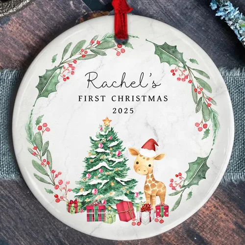 Vista 12 de Adorno personalizado de cerámica para la primera Navidad del bebé 2025 – Recuerdo navideño de copo de nieve personalizado con nombre, nuevo adorno