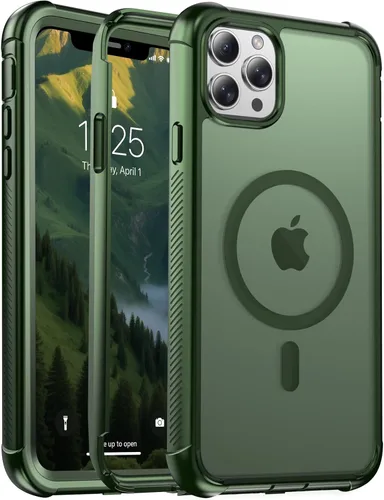 Vista 119 de jaroco - Funda magnética compatible con MagSafe para iPhone 11 de 6.1 pulgadas; protección de grado militar contra caídas, de doble capa