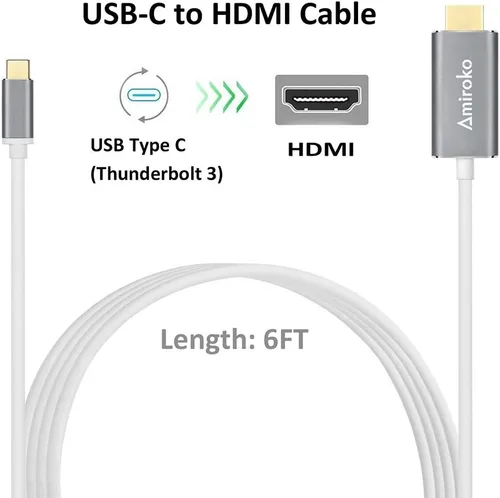 Vista 10 de Cable USB C a HDMI de 6 pies, USB 3.1 tipo C