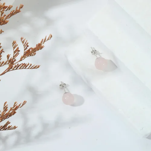 Vista 43 de Natural Stone Stud Earrings for Women 8mm Sterling Silver Genuine Gemstone Earrings Handmade Sterling Silver Crystal Stud Earrings for Women