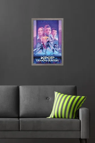 Vista 6 de Netflix KPop Demon Hunters (2025) - Póster de pared de una hoja, 22.4 pulgadas de largo x 14.7 pulgadas de ancho, versión enmarcada de madera
