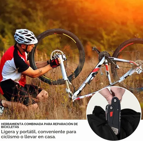 Vista 6 de Herramienta para bicicleta, multiherramienta 16 en 1, multiherramienta para bicicleta de montaña, portátil, plegable, kit de reparación de ciclismo