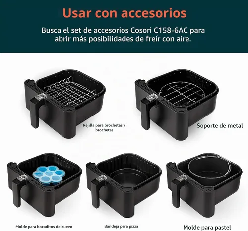 Vista 5 de COSORI Accesorios para freidora de aire, cesta original de repuesto de 5.8 cuartos de galón para freidora COSORI CP358-AF, CS358-AF, antiadherente