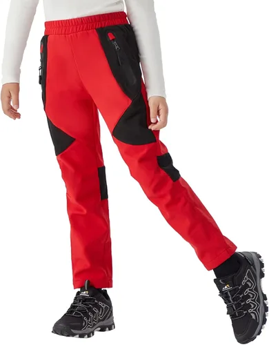 Vista 2 de WULFUL Pantalones de esquí de nieve impermeables para niños y niñas al aire libre de forro polar para senderismo, pantalones de snowboard aislados