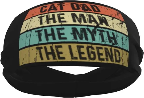 Vista 4 de Cat Dad The Man The Myth The Legend Headband for Men Women Sports Sweatband for Fitness Exercise Moisture Wicking Running Yoga Hairbands