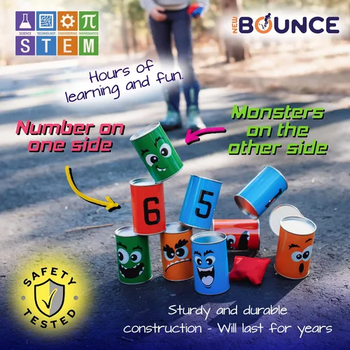 Vista 5 de New-Bounce Bean Bag Can Toss Games - Juegos de carnaval al aire libre para niños y adultos - Juego de fiesta familiar 2 en 1 multicolor