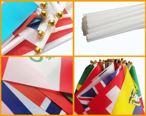 Vista 5 de Banderas de mano de 200 países en palo, pequeñas mini banderas internacionales de países del mundo de 5 x 8 pulgadas, bandera de países del mundo