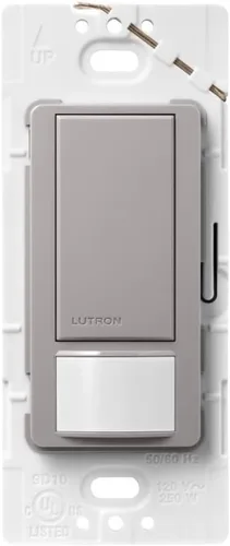Vista 23 de Lutron Maestro Interruptor de luz con sensor de movimiento y placa de pared para baño, garaje, lavandería, cualquier bombilla, sensor de ocupación