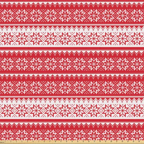 Vista 73 de Ambesonne Tela Navideña por Yarda, Tema Navideño Colorido Vivo Piñas de Pino Ramas Hombre de Jengibre Imagen de Bayas Estampada, Tela de Punto