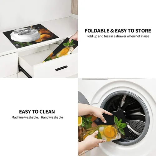 Vista 6 de Tapete de microfibra para secado de platos para encimera de cocina, almohadillas absorbentes para secar platos, tapete de drenaje de cocina