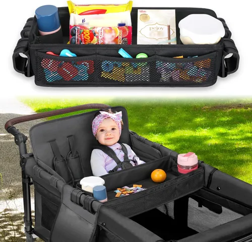 Vista 8 de AROUY Bandeja de aperitivos para cochecito – Bandeja universal de aperitivos para cochecito Wonderfold Wagon W4 Accesorios – Bandeja de aperitivos