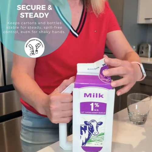 Vista 7 de Carton Caddy Soporte XL de cartón de leche de medio galón con asa, caja de jugo, botella de refresco y soporte de leche de medio galón con asa, sin