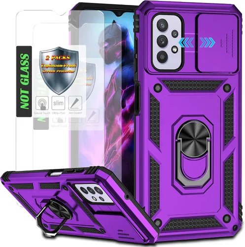 Vista 16 de Funda para Galaxy A26 con cubierta para lente de cámara, protector de pantalla HD, protección contra caídas de grado militar, soporte de anillo