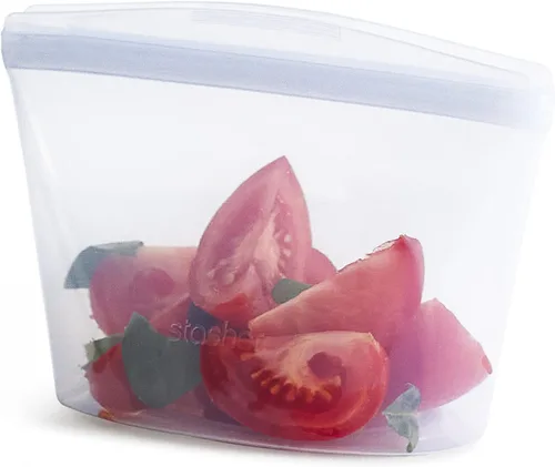 Vista 41 de Bolsa de almacenamiento reutilizable de silicona premium Stasher para sándwiches, color aqua, apta para microondas, sous vide, lavavajillas, horno