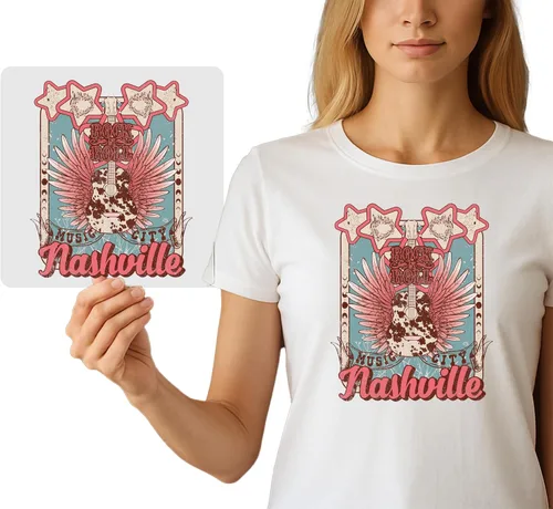 Vista 13 de Western DTF Iron-On Graphic – Longhorn Skull Design DIY Prensa de calor para fanáticos de la música country – Listo para imprimir Retro Cowboy