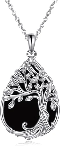 Vista 44 de ONEFINITY Collar de plata de ley 925 con diseño de árbol de la vida con colgante de nudo celta de concha de abulón para mujer