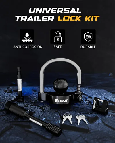 Vista 5 de RETRUE Juego de Cerraduras de Remolque con Llave Igual, Kit de Bloqueo para Remolcar y Almacenar Incluye Cerradura de Acoplador Universal