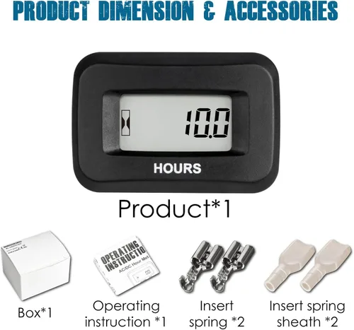 Vista 8 de Runleader Medidor digital de horas para cortacésped, generador de motocicleta, tractor agrícola, compresor marino, motosierra y otros dispositivos