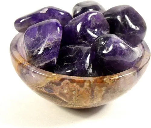 Vista 4 de Guijarros de cabujón de amatista púrpura oscuro pulido natural brillante piedra preciosa de cuarzo cristal mineral Tumbled Stone especímenes