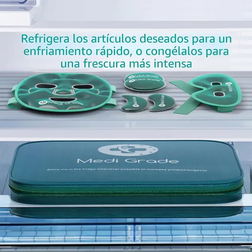 Vista 8 de Medi Grade Máscara facial de hielo refrescante y máscara de ojos refrescante para ojos hinchados y alivio de la migraña. Paquete de hielo facial