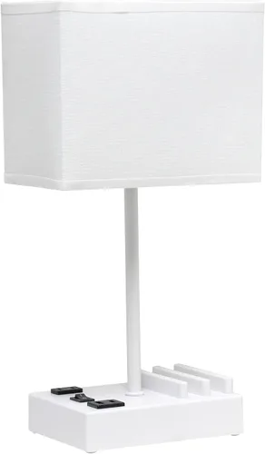Vista 12 de Simple Designs LT1110-WOW - Lámpara de escritorio rectangular moderna de 15.3 pulgadas de alto con 2 puertos USB y salida de carga con pantalla